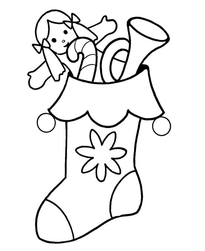 Doll In Christmas Stocking Coloring Page