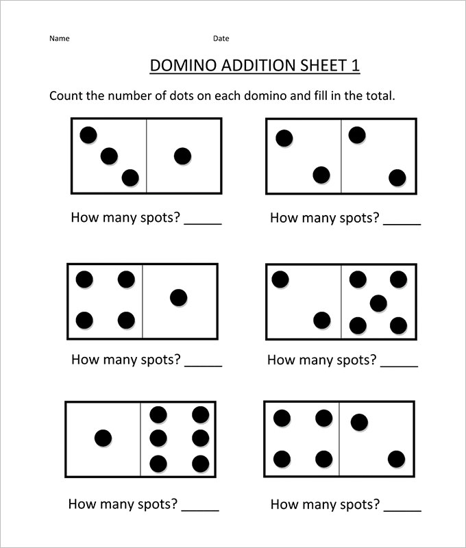 Domino Addition And Subtraction Worksheet