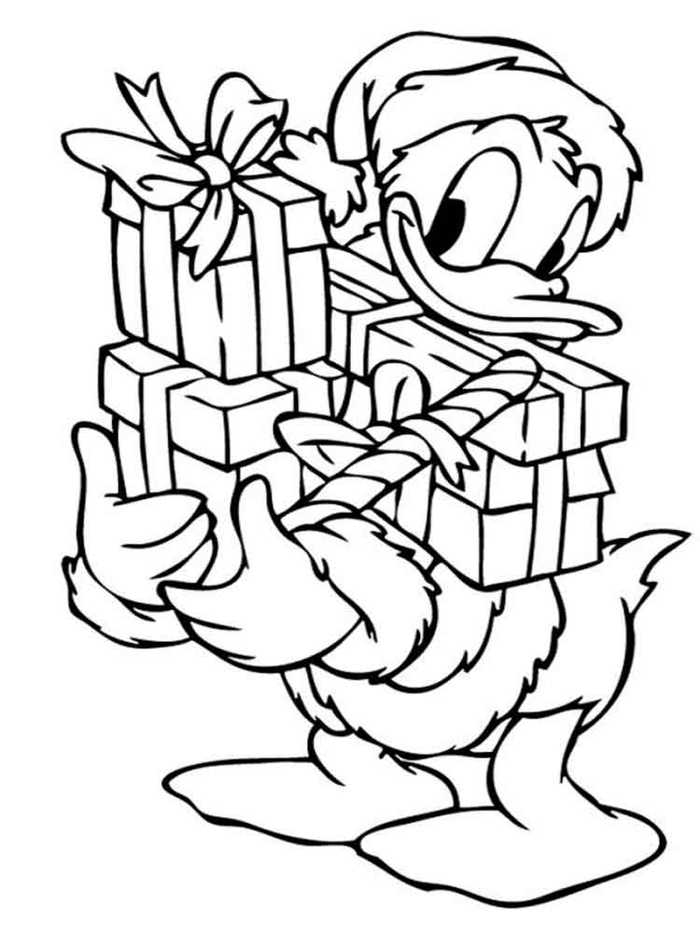 Donald Duck Gives Presents Coloring Page