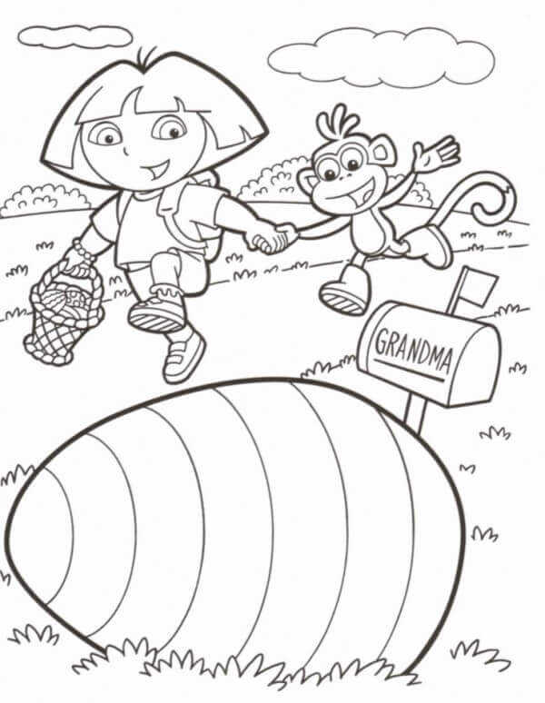 Dora Easter Coloring Pages