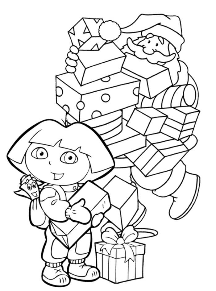 Doras Christmas Presents Coloring Page
