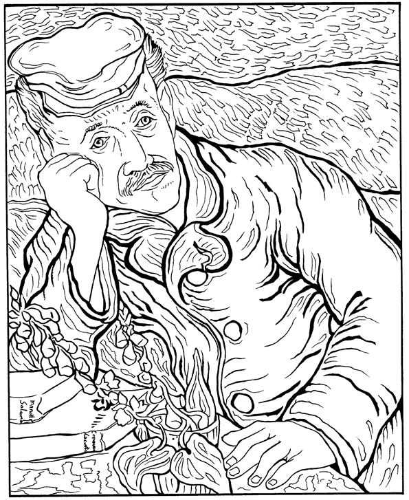 Dr Gachet Portrait Van Gogh Coloring Pages