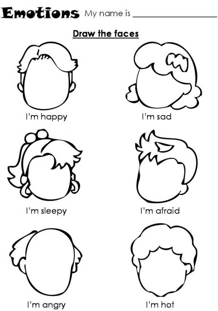 Draw Emotions Kindergarten Coloring Pages