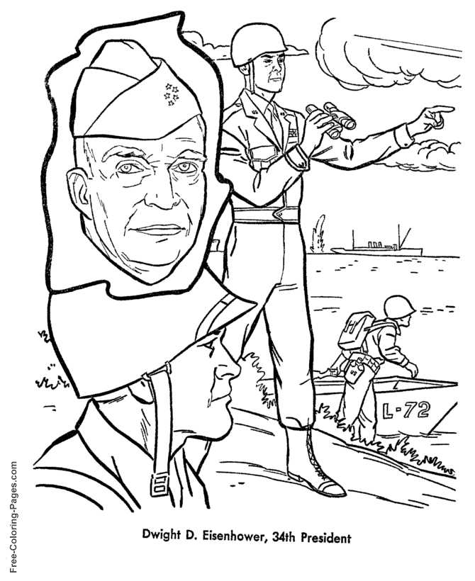 Dwight D Eisenhower Presidents Day Coloring Page