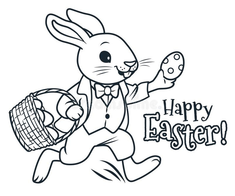 Easter Bunny With Egg Coloring Pages