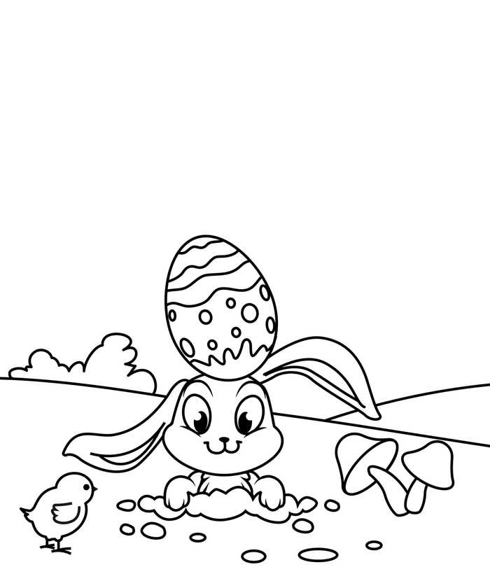Easter Chick And Bunny Coloring Sheet