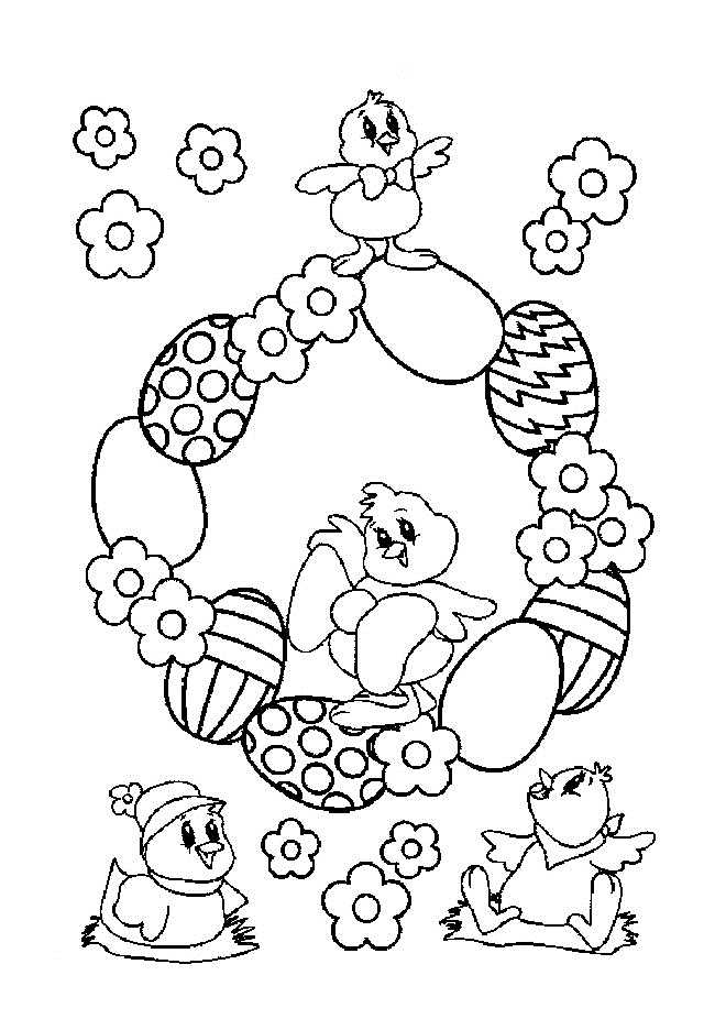 Easter Chicks And Easter Egg Mandala Coloring Page