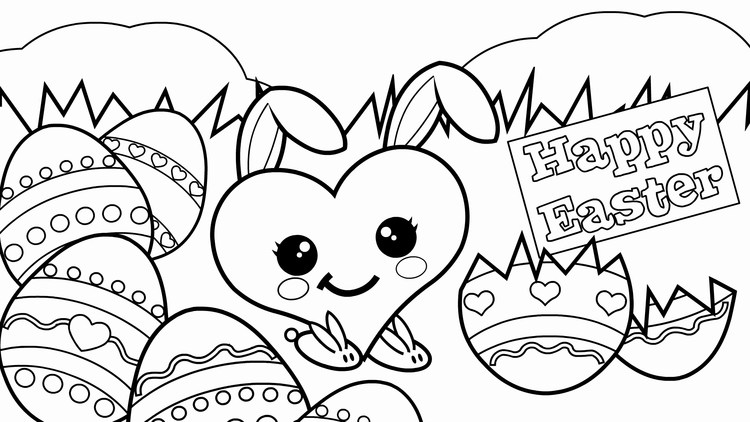 Easter Egg And Bunny In Grass Coloring Pages