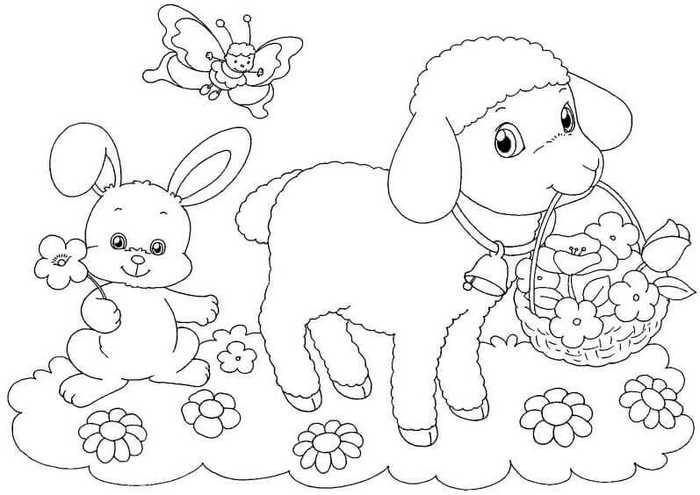 Easter Lamb Coloring Pages For Kids