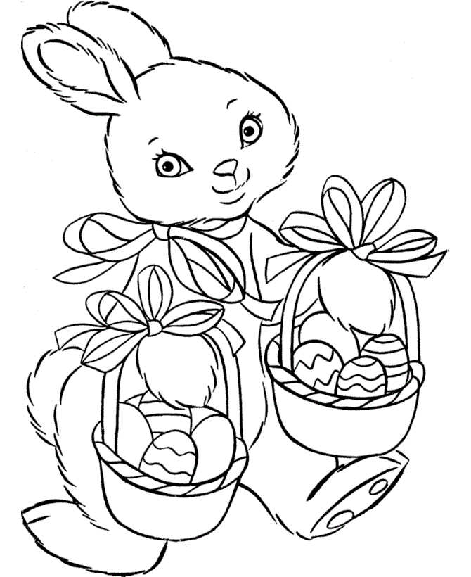 Easter Rabbit And Eggs Coloring Pages