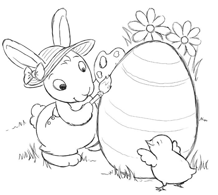 Easter Rabbit Printable Coloring Pages