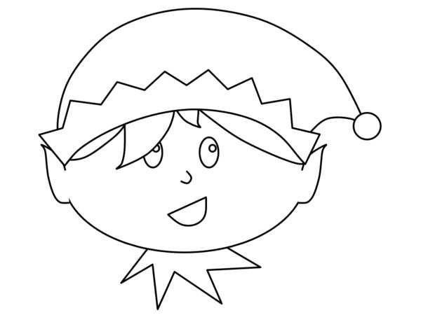 Easy Christmas Elf Coloring Page For Preschoolers