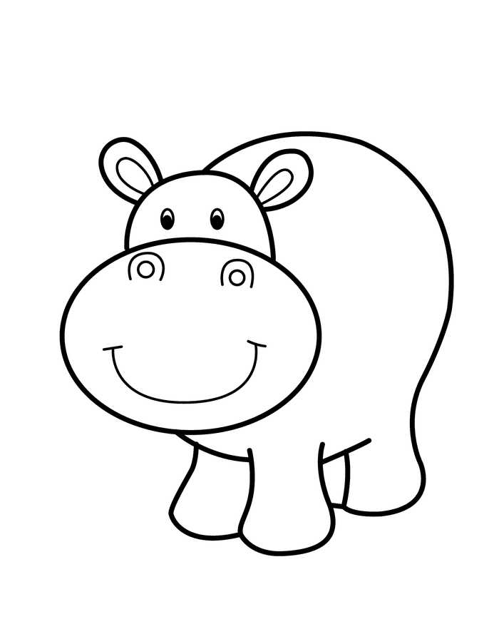 Easy Coloring Pages Hippo