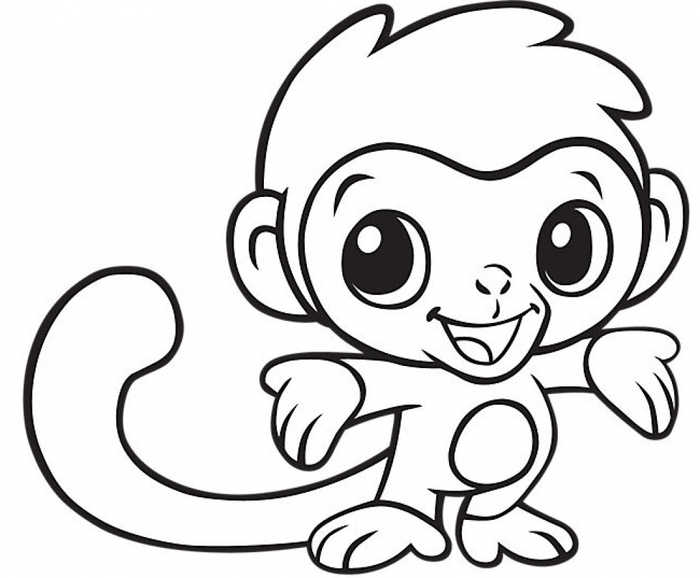 Easy Coloring Pages Monkey