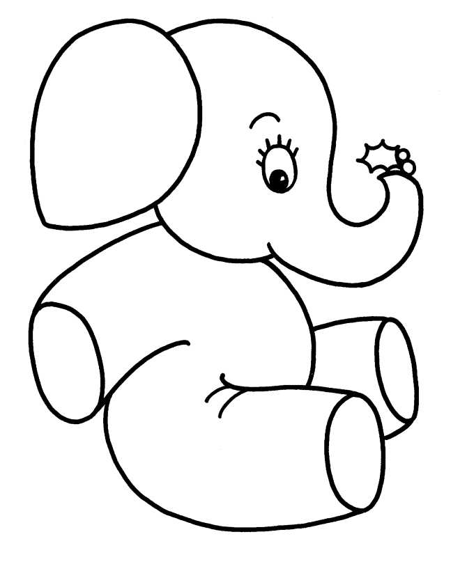 Easy Coloring Pages Elephant