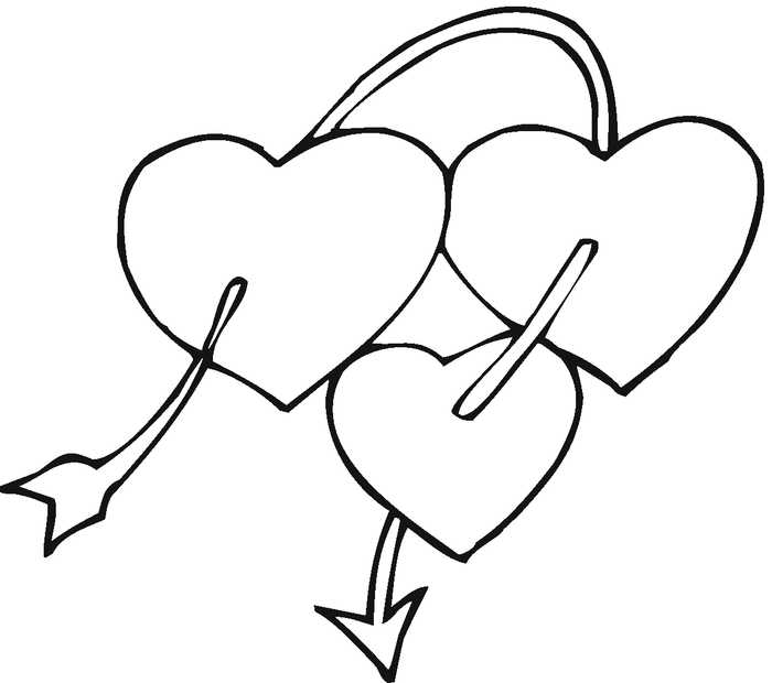 Easy Connected Hearts Coloring Page