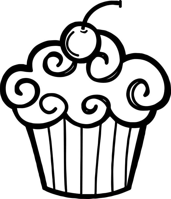 Easy Cupcake Coloring Page
