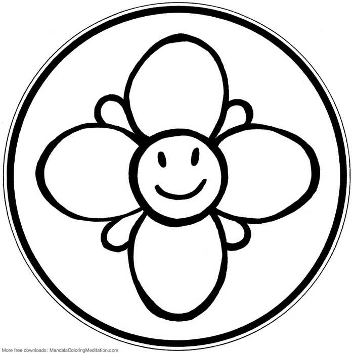 Easy Flower Mandala For Kids To Color