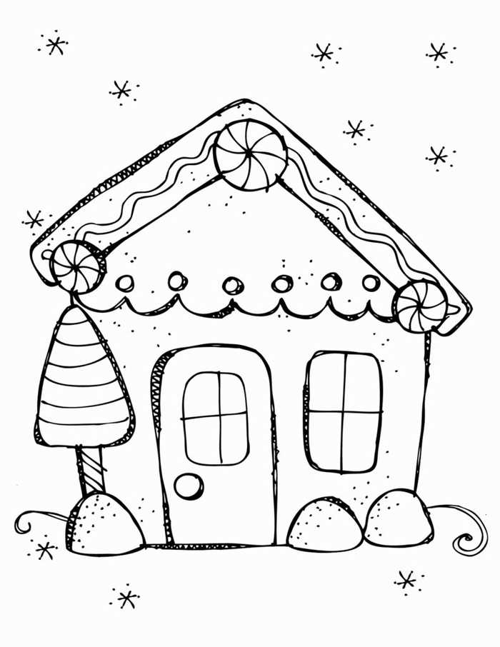 Easy Gingerbread House Coloring Pages