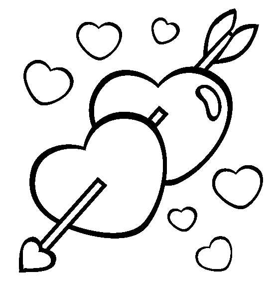 Easy Joined Hearts Coloring Page