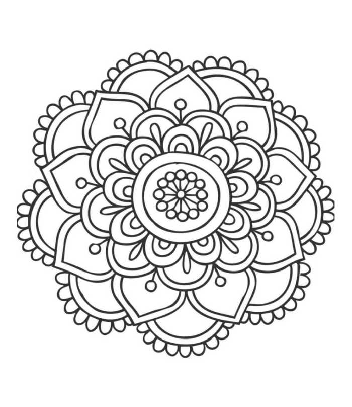 Easy Lotus Mandala Coloring Page