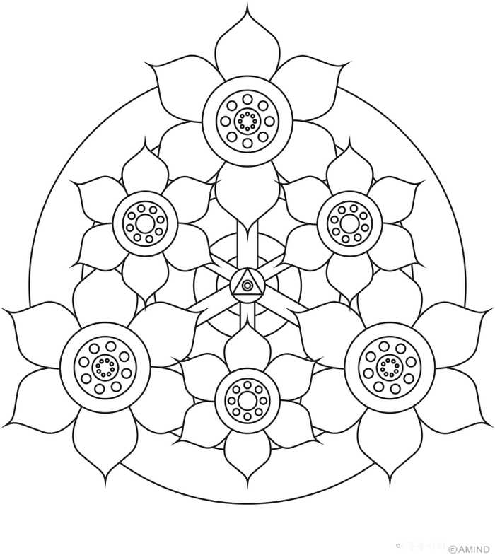 Easy Lotus Mandala To Color