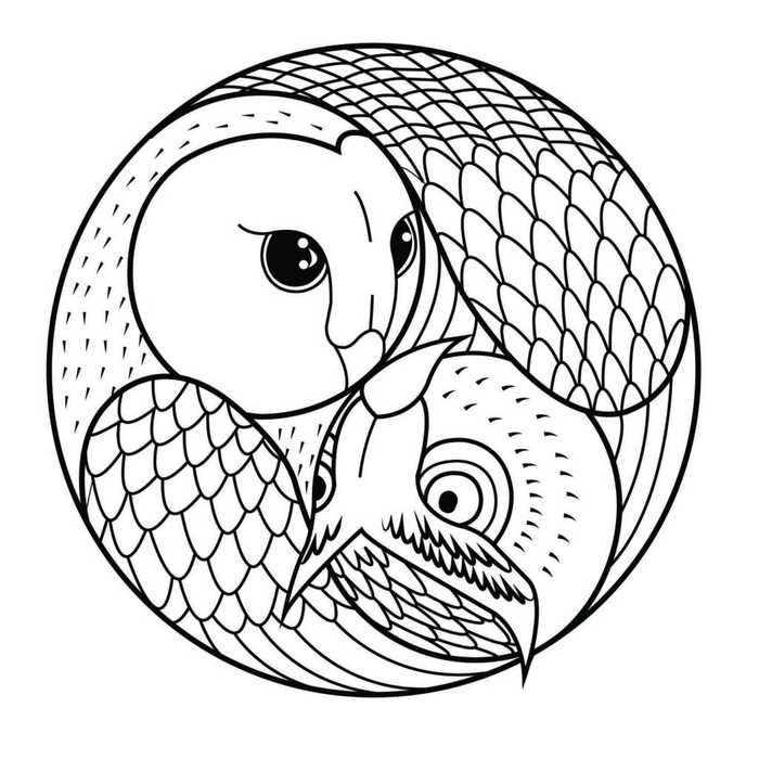 Easy Owl Mandala Coloring Page
