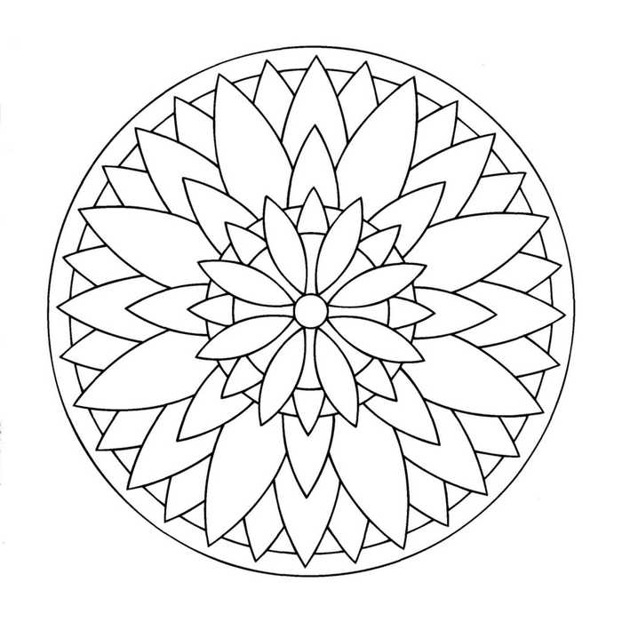 Easy Spiroflower Mandala Coloring Page