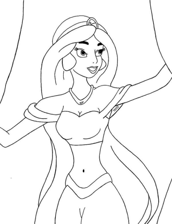 Easy princess jasmine coloring pages