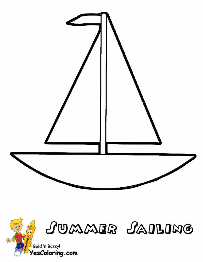 Easy Boat Coloring Page