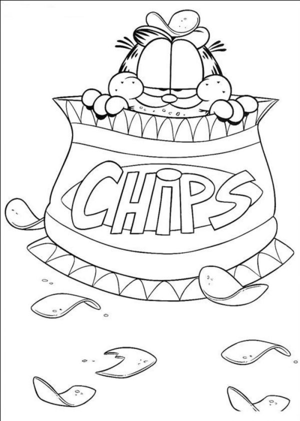 Eat snack garfield coloring pages