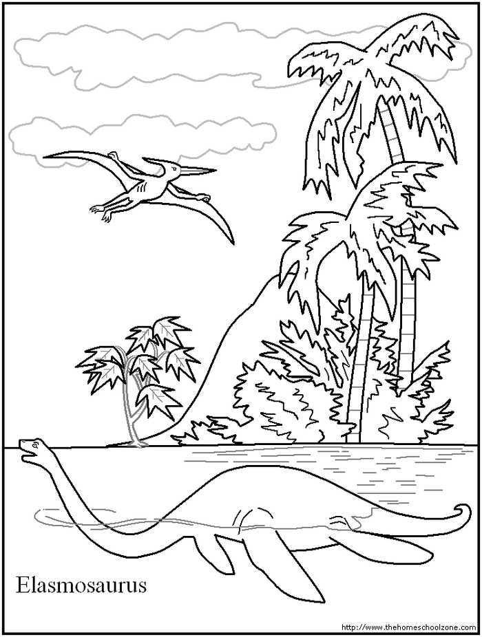 Elasmosaurus Dinosaur Coloring Page