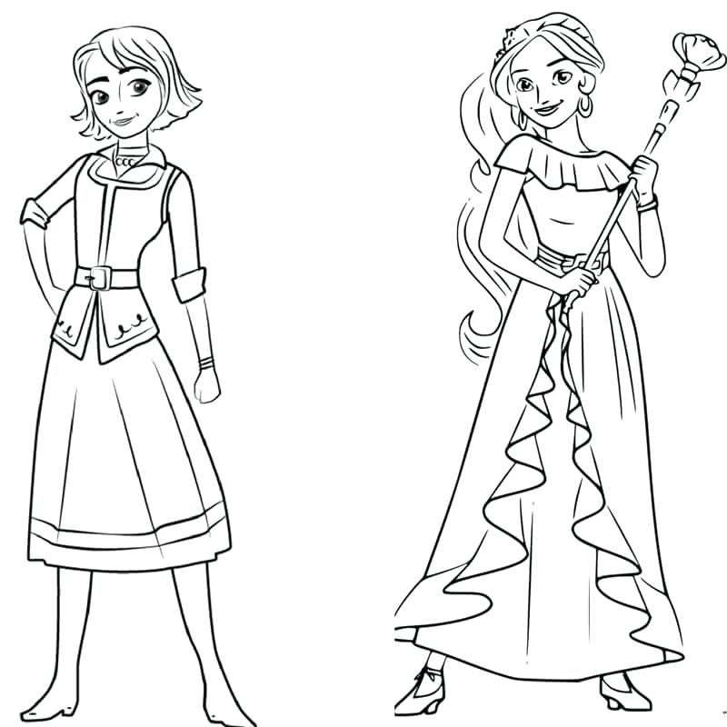 Elena Of Avalor Coloring Pages With Gabe And Nomi