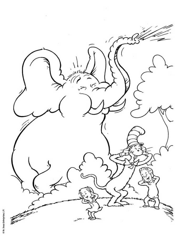 Elephant Cat In The Hat Coloring Pages
