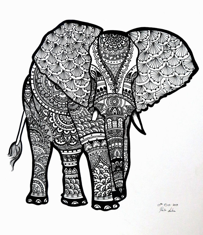 Elephant Zentangle Coloring Pages