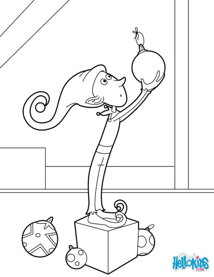 Elf Hanging Ornaments Coloring Page
