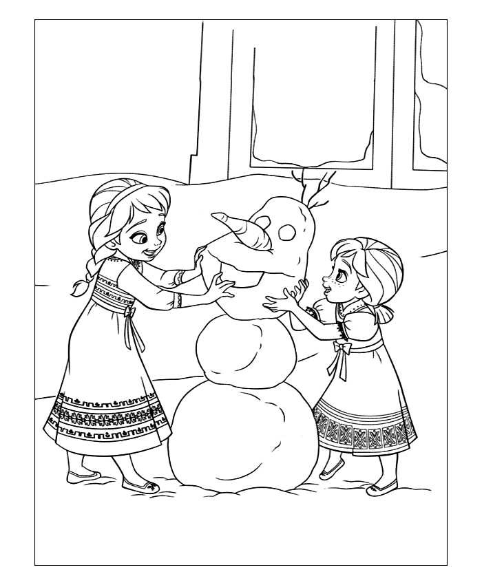 Elsa And Anna Building A Snowman
