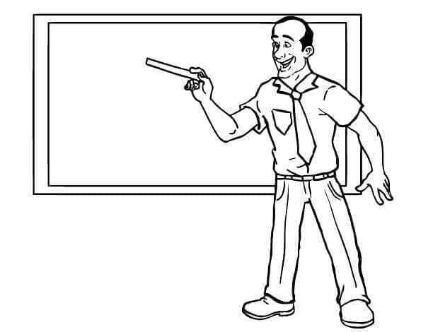 Enthusiastic Teacher Coloring Page