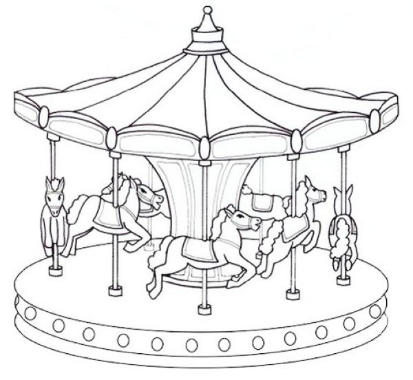 Epic Carousel Coloring Sheet merry go round picture