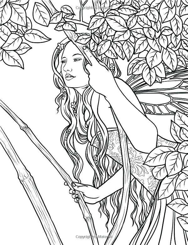 Fairy In Leaves Coloring Pages