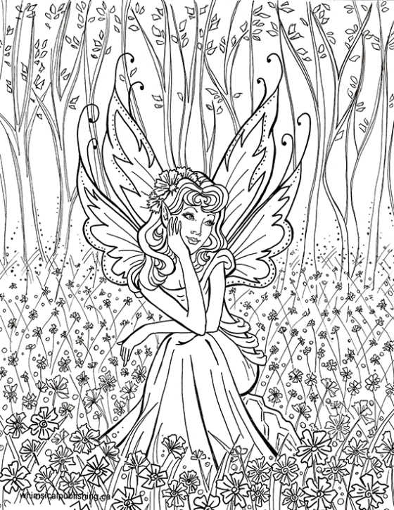 Fairy In The Forest Coloring Page