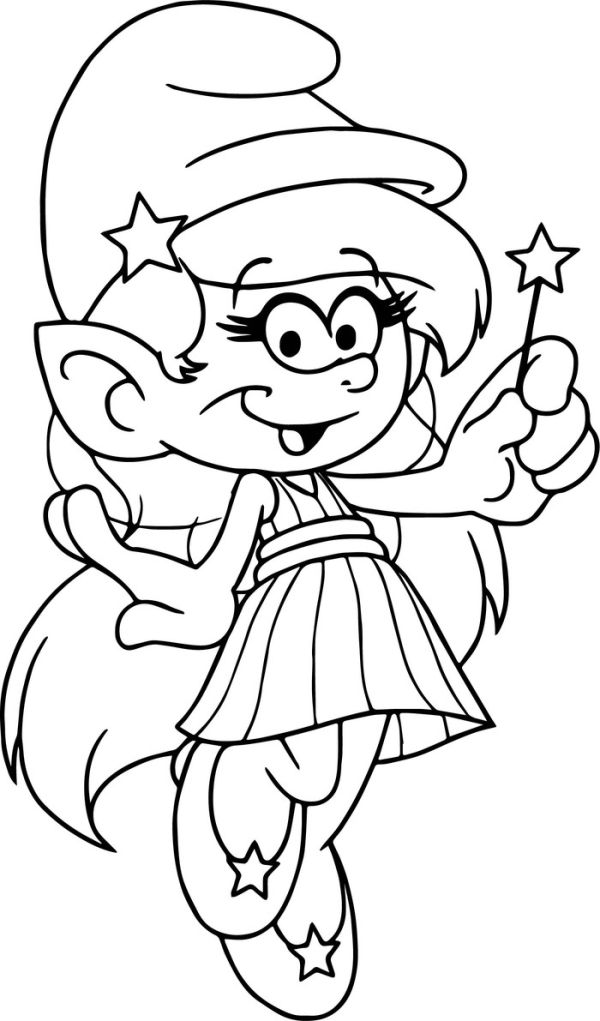 Fairy smurfette profile smurfs coloring page