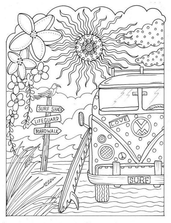 Fantastic and Charming Volkswagen Bus Coloring Page