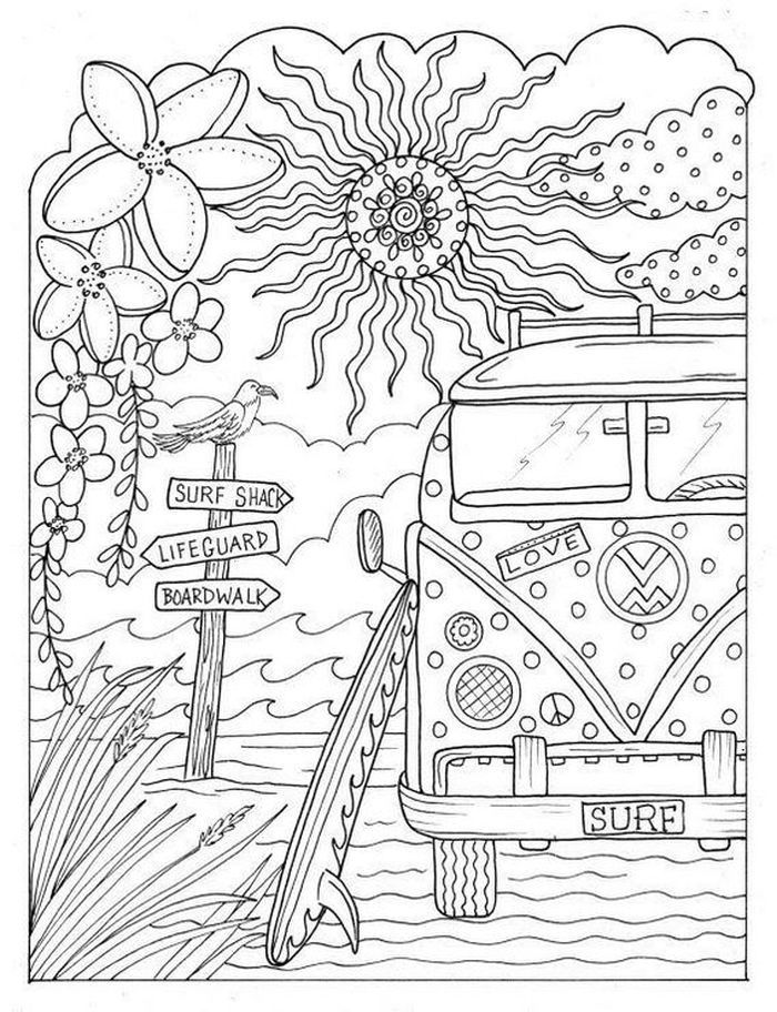 Fantastic And Charming Volkswagen Bus Coloring Page