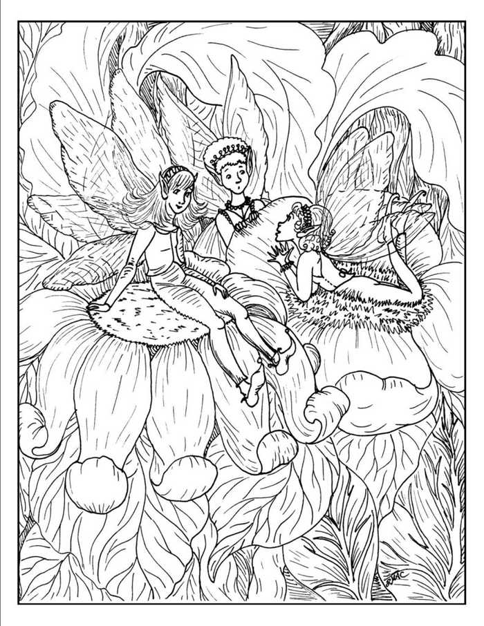 Fantasy Fairy Princess Coloring For Adults