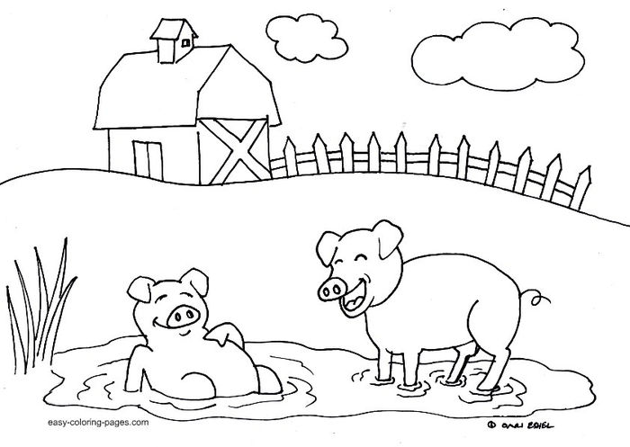 Farm Animal Pig Coloring Pages