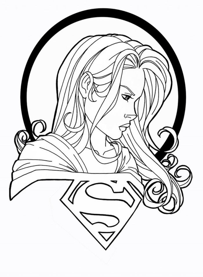 Female Superhero Supergirl Coloring Pages