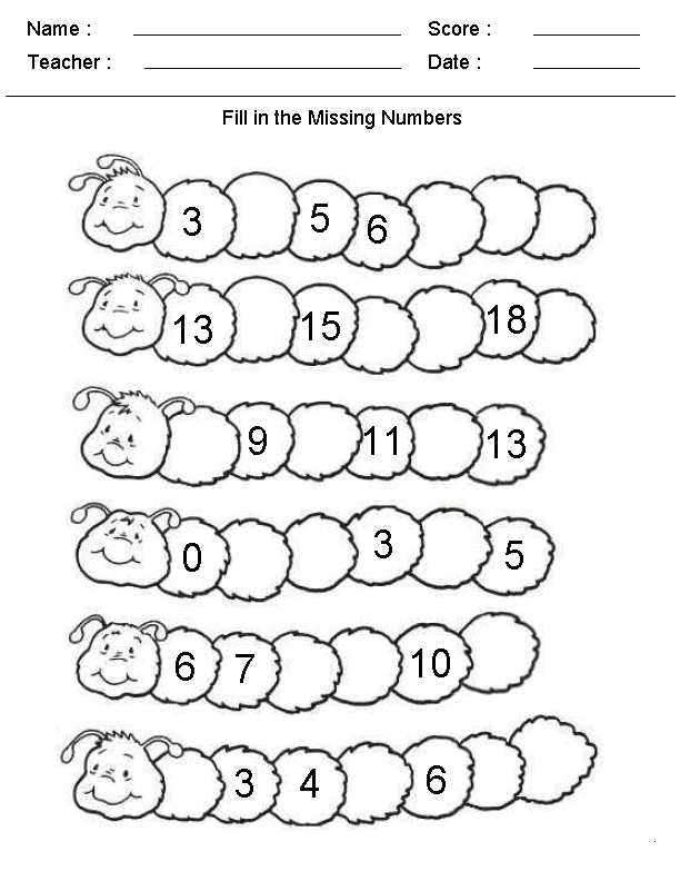Find The Missing Number Kindergarten Math Worksheet