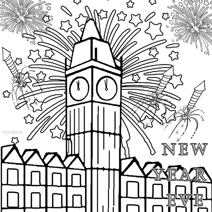 Fireworks Coloring Pages For New Yeat