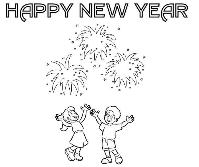 Fireworks Show New Year Coloring Pages